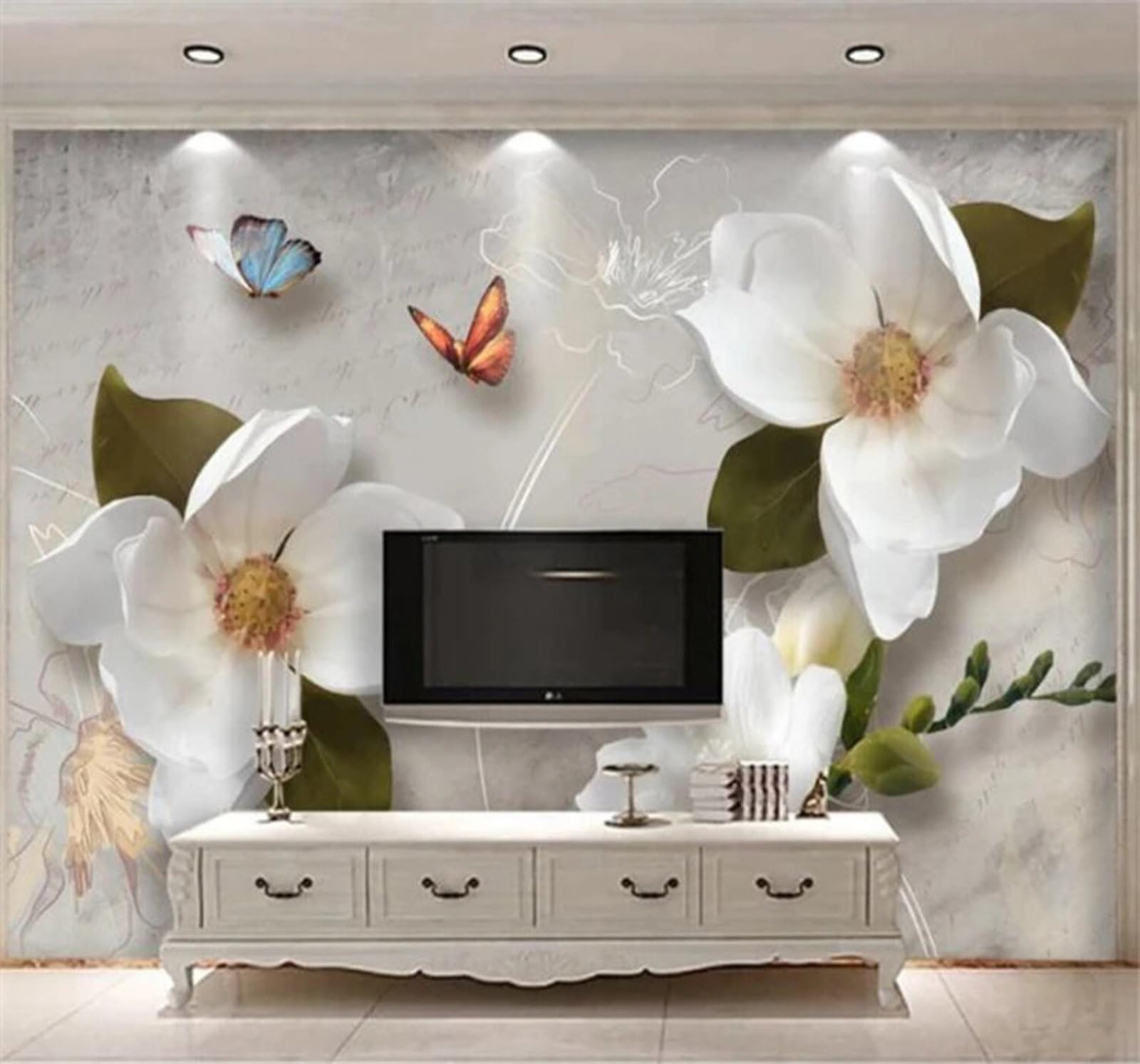 Vintage Three Dimensional Minimalist Flowers Butterflies 3D Wallpaper Easy Install Feature Office Living Room Sofa Bedroom TV Background Wall Decoration-150cm×105cm
