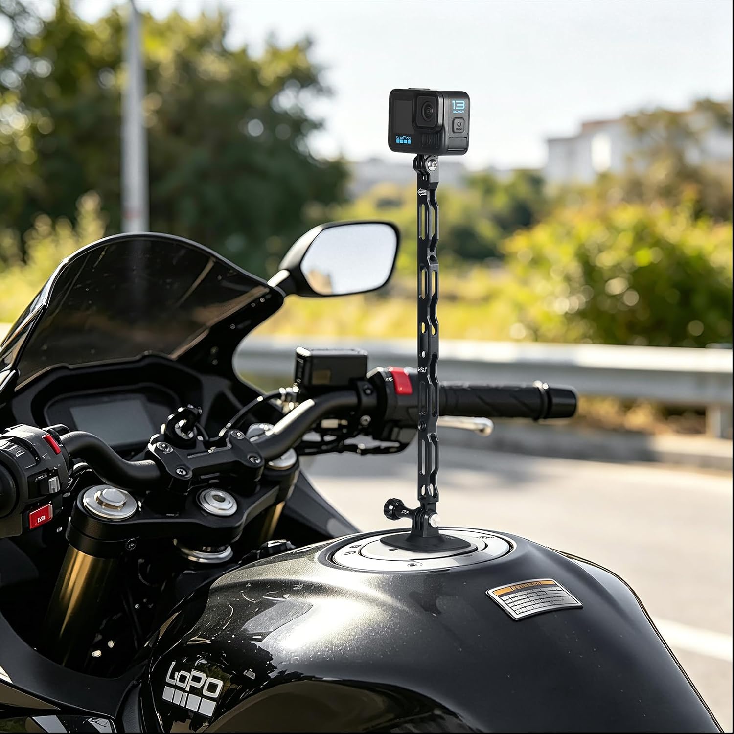HSU Extension Arm for GoPro, Aluminum Pole Helmet Stick Extension Arm Mount for GoPro Hero 13/12/11/10/9/8/7/6/5 Black, DJI Osmo Action and More (11.8")