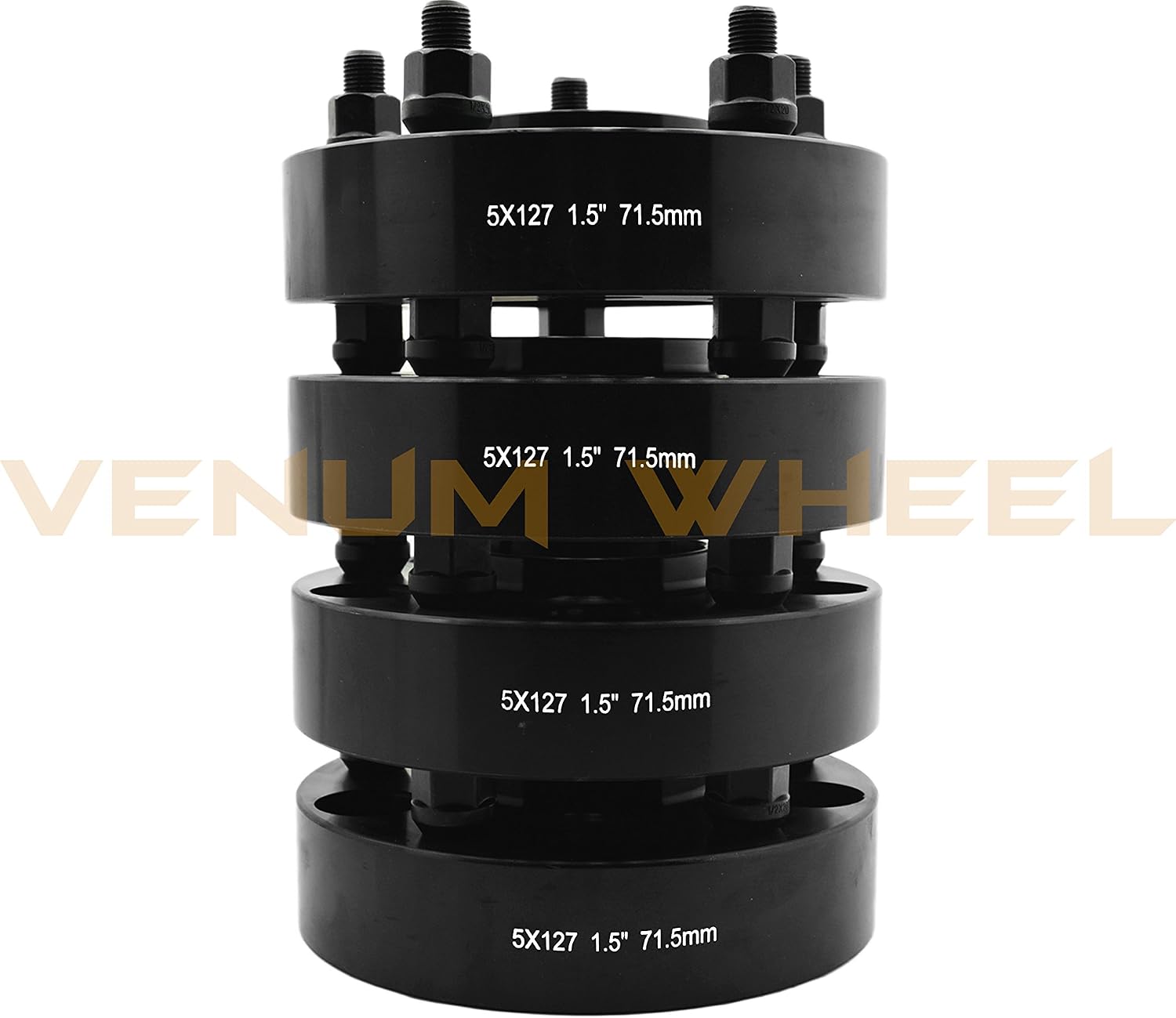 Full Set of 2007-2017 1.5" Black Hub Centric Wheel Spacers 5x5 1/2"-20 Studs Compatible with Jeep Wrangler Rubicon