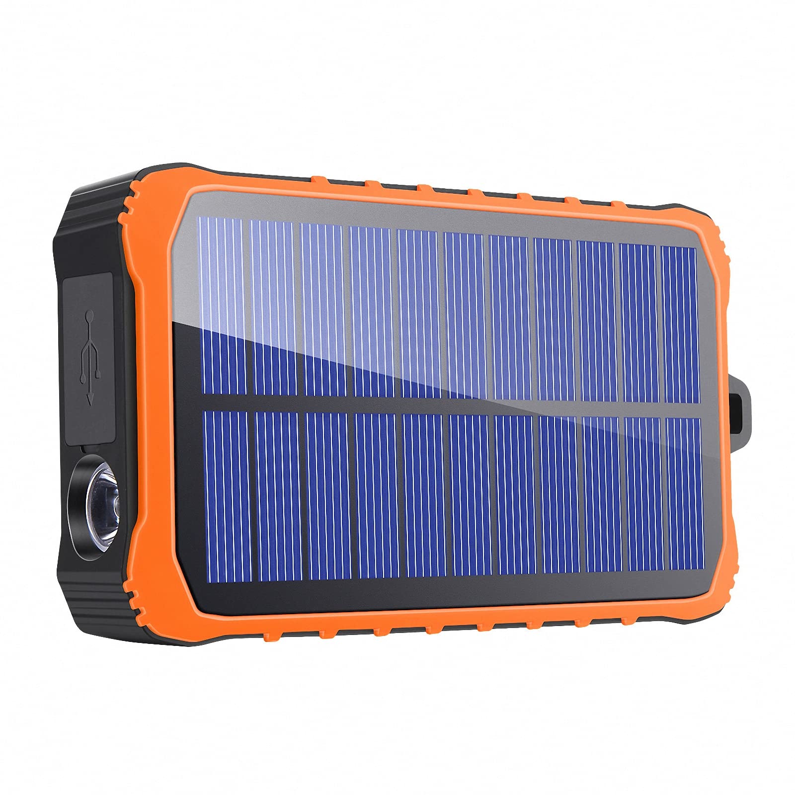 Powerbank solarny 12000 mAh, przenośna korba ręczna/ładowanie USB/ładowarka do panelu słonecznego, 2 wyjścia ładowania, z latarką oświetleniową, kompatybilna z większością smartfonów, pomarańczowy, 12000 mAh