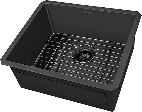 Miniatura 4 de Ruvati RVH7121BL - Fregadero de cocina de acero inoxidable negro de 21 pulgadas
