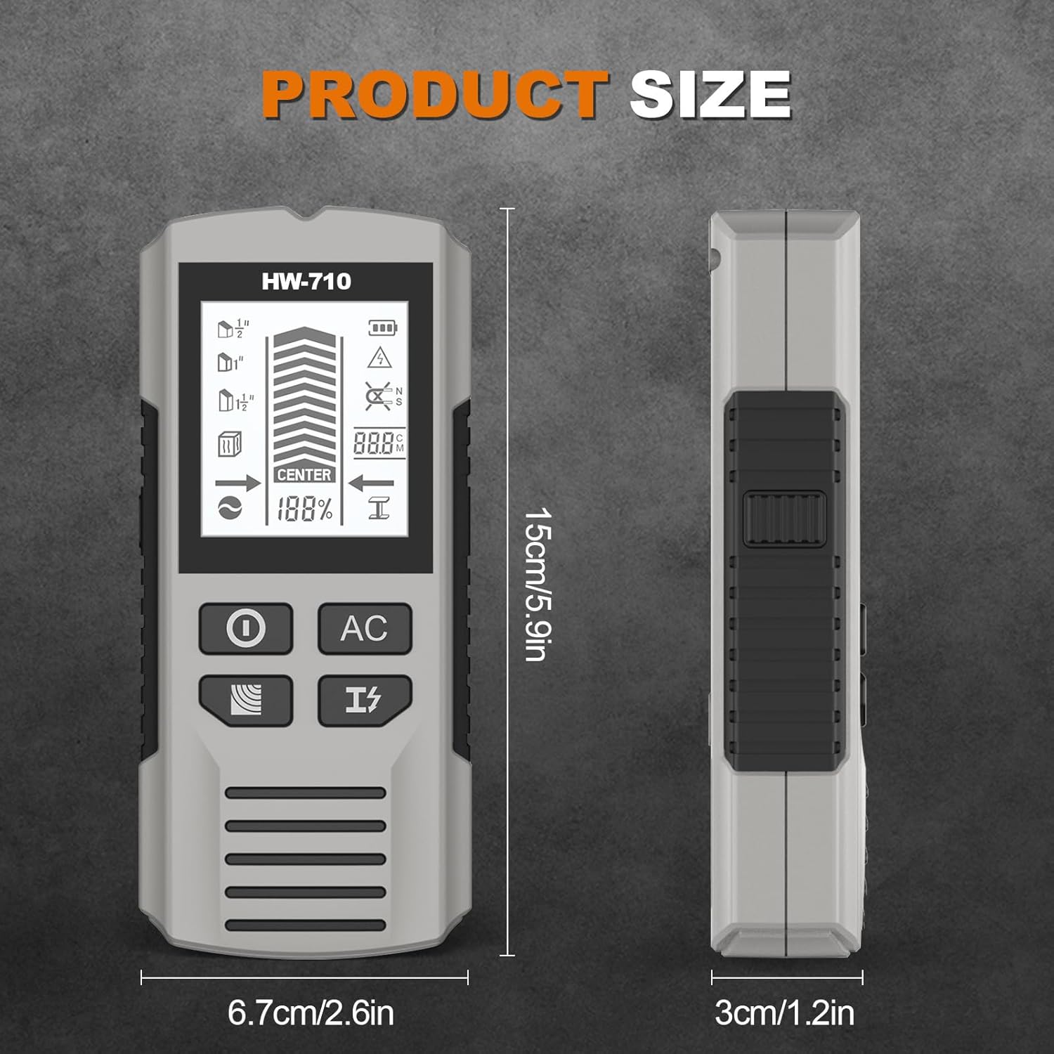 Finder Wall Scanner 5 In 1 Finder Tool W/Microprocessor Chip And LCD Display, Detector Beam Finders For The Center And Of Wood AC Wire Metal Studs Joist Pipe