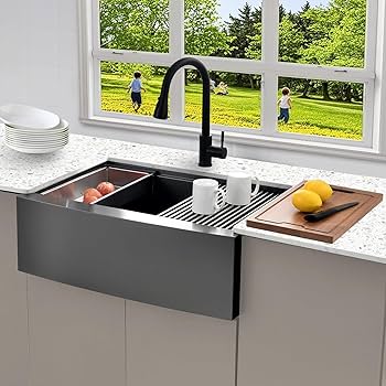 30 Black Farmhouse Sink - VAWSS 30 x 22 Inch Farmhouse