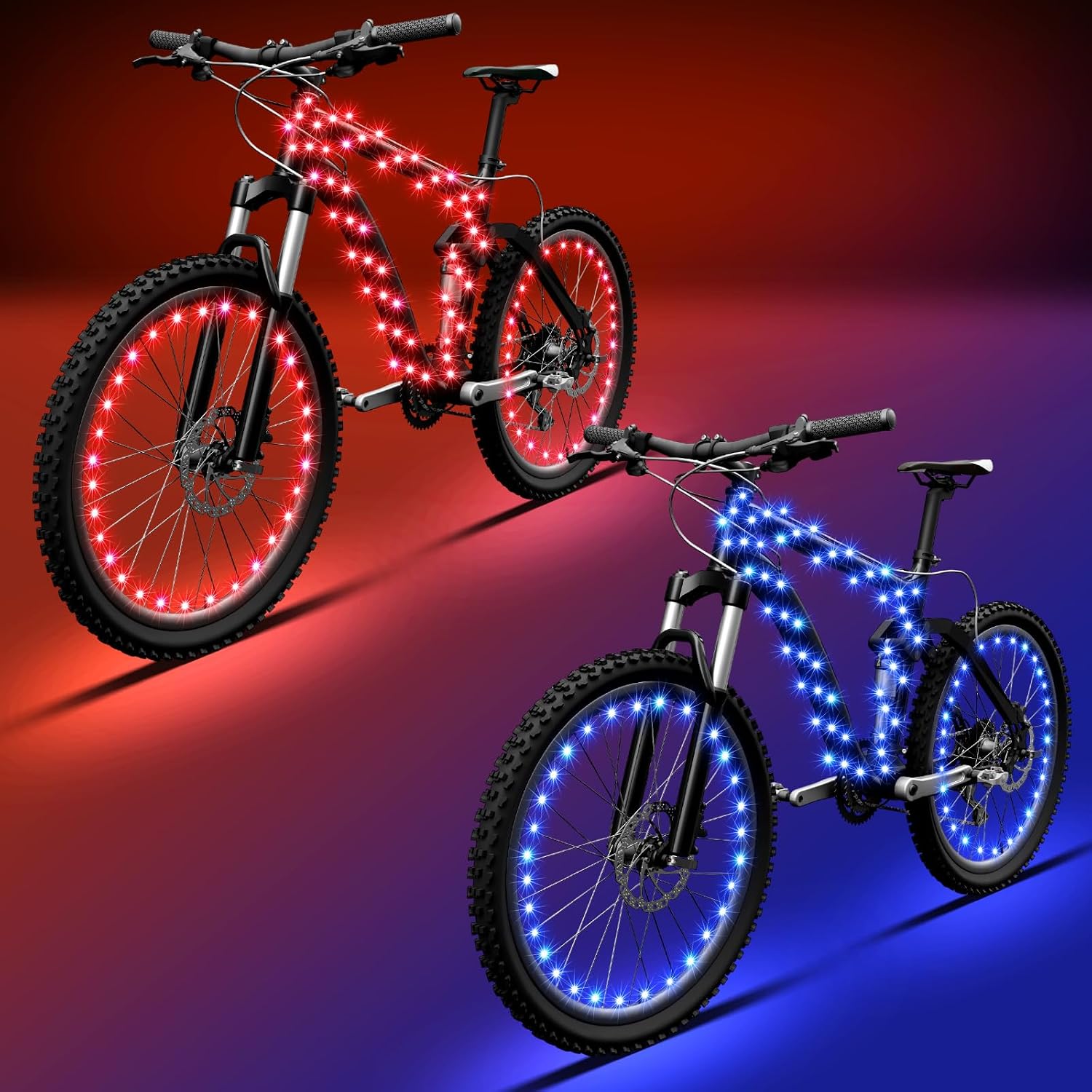 Woanger Set of 2 LED Bike Wheel Lights & Bicycle Frame Lights for Night Riding Bright Cycling Decoration Safety and Visible Warning Tire Light Strip Gifts for Cyclist