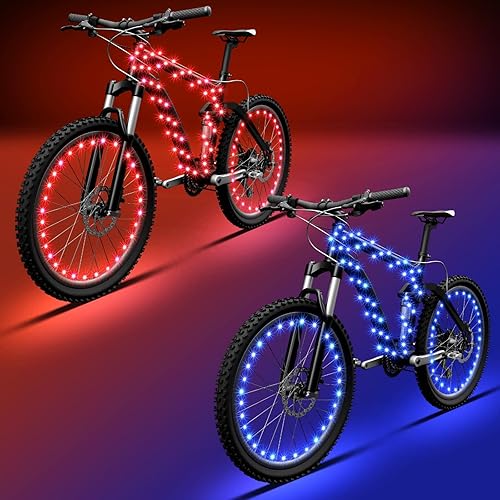Miniatura 10 de Woanger 6 luces LED para bicicleta para montar por la noche, marco de bicicleta y luces de rueda, accesorios de decoración de bicicleta a pilas,