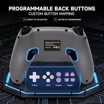 AUFGLO Wireless Controller for PS5 Bluetooth Gamepad Compatible PS5/PS5 Pro/Slim with Back Buttons, Speaker, Dual vibration, 6-Axis Sensor, Turbo, Macro, Touchpad and 3.5mm Audio Jack-Blue