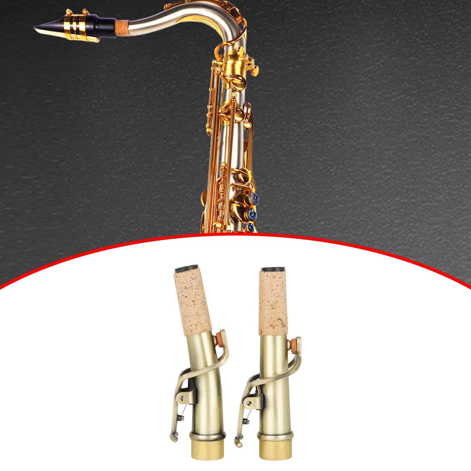 2 Pièces Saxophone Col Courbé Accessoires Col Droit Soprano Saxophone Laiton Résistant Bec Améliore Son pour Représentation Scène Pratique