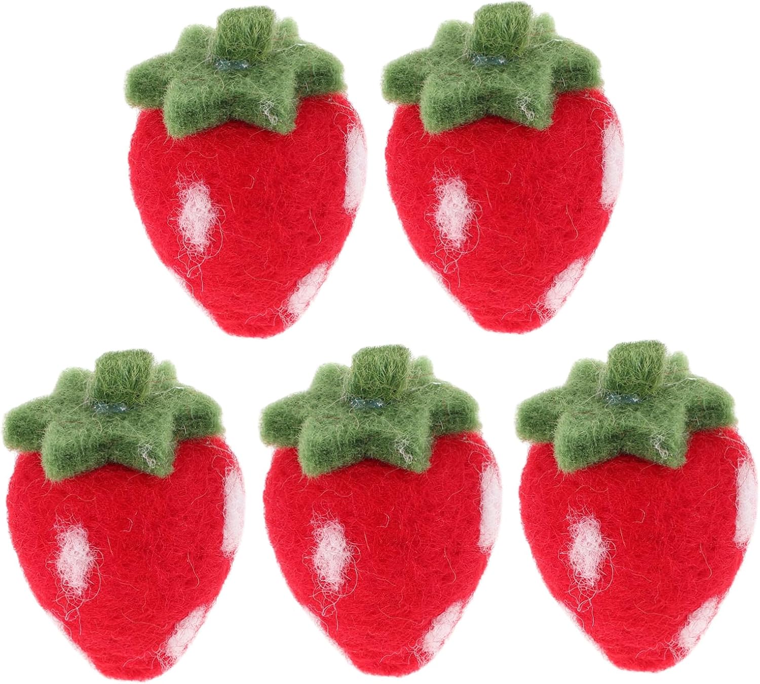 Holibanna 5pcs Handmade Felt Strawberries DIY Craft Supplies Realistic Fruit Ornaments for