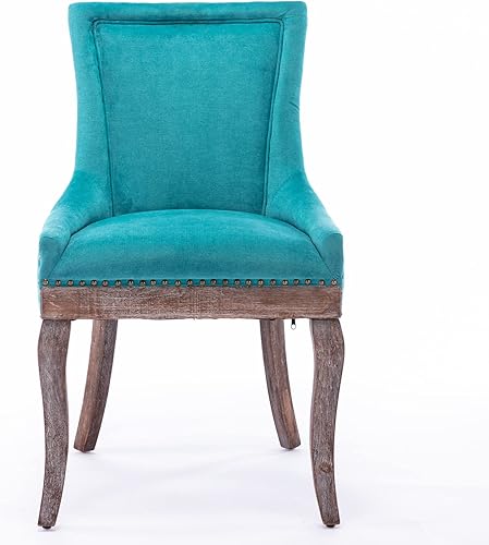 Miniatura 2 de Dining Chairs and Table & Chair Sets, Ultra Side Dining Chair with Thickened Fabric Upholstery and Solid Wood Legs, Bronze Nail Head Accents, Set of