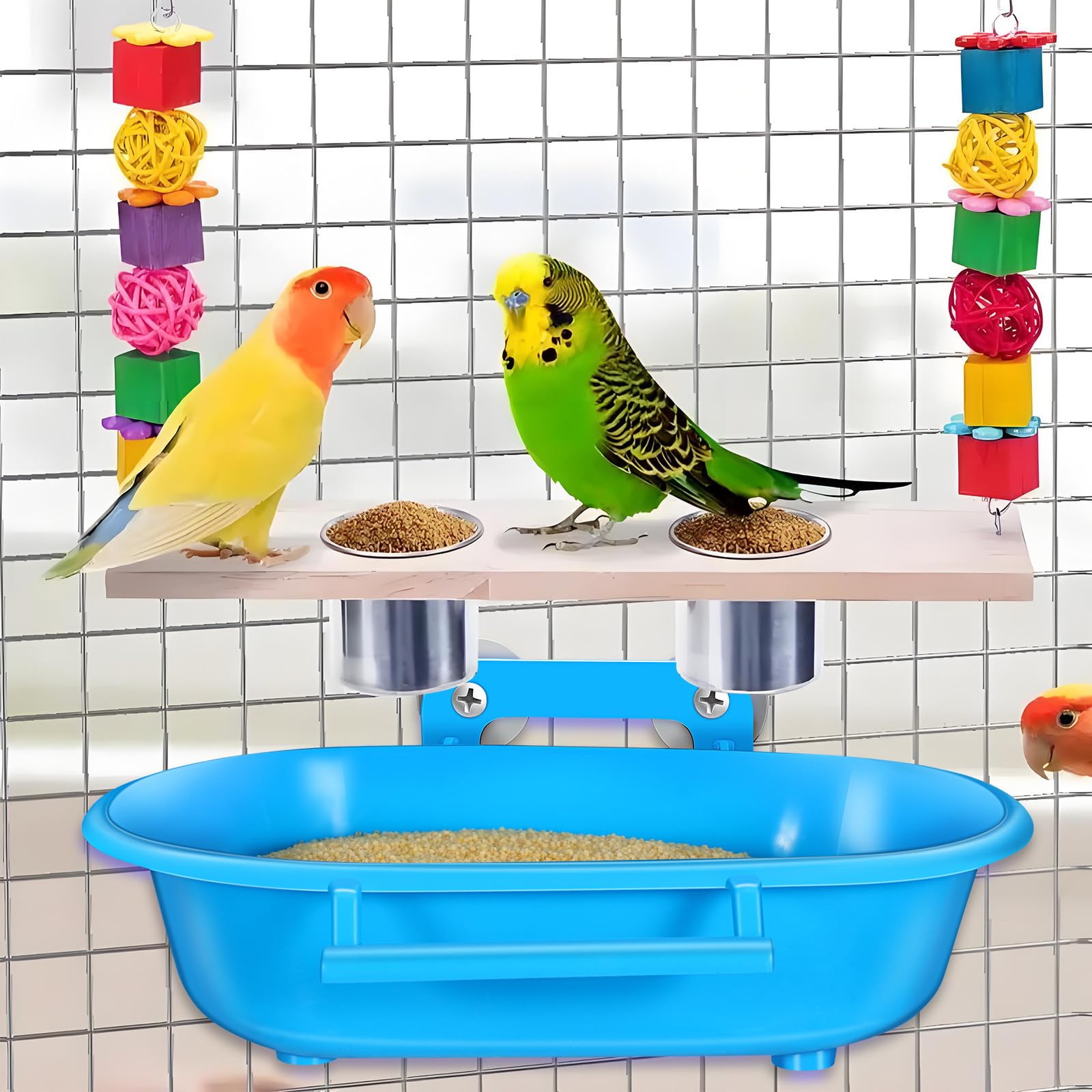 DINHEAROM Cuenco de Baño Colgante para Pájaros, Bañera para Jaulas Interiores, Accesorio Multifuncional de PP para Periquitos y Aves Pequeñas — view 4