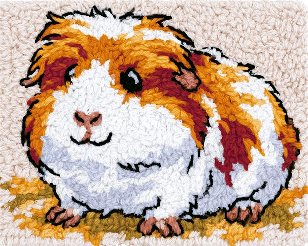 FWRTYCB DIY Latch Hook Rug Kit Cute Smiling Guinea Pig
