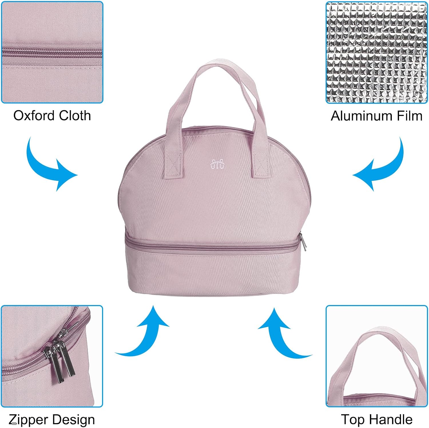 PATIKIL Lunch Box for Women/Men, Insulated Cooler Lunch Bag Thermal Tote Bag Reusable Lunch Container 9.1x6.3x9.8 Inch for Work Picnic Outdoor, Purple