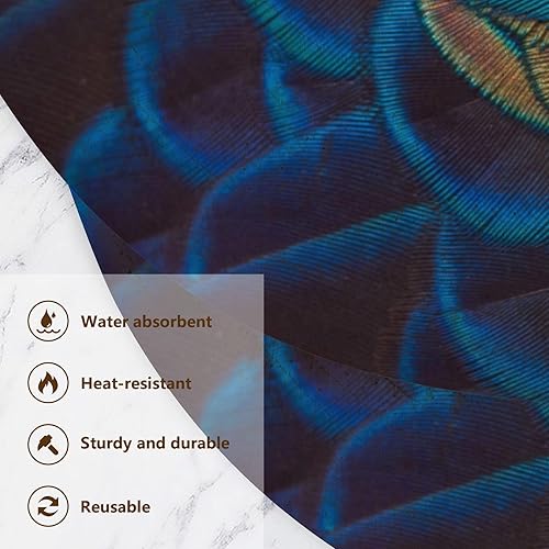 Miniatura 3 de 3 Pcs Trivet Mat Set for Hot Pots and Pans 15in Cotton Thread Weave Heat Resistant Pan Mat for Instant Pot Protecting Table Blue Peacock Bird