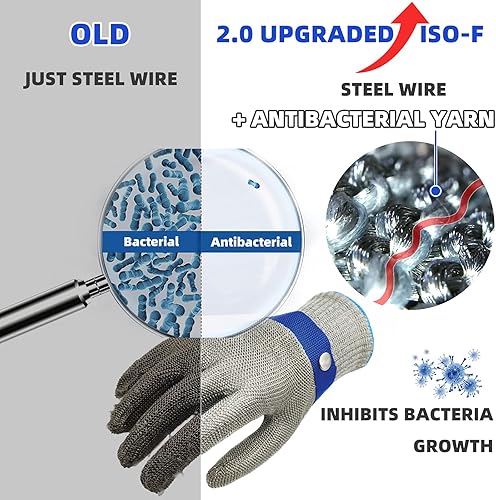 Miniatura 14 de Schwer - Guantes de trabajo resistentes al corte, hechos de malla metálica de alambre de acero inoxidable, para hombres y mujeres, para abrir