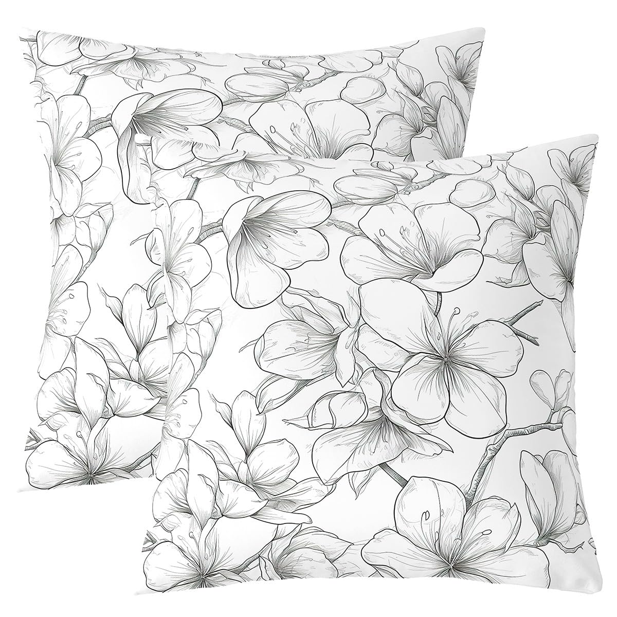 Loussiesd Blossom Flowers Reversible Throw Pillow Covers 50x50cm Retro Floral Pillow Covers Home Decor for Kids Teens Adults Natural Theme Square Cushion Covers Set of 2 Vintage Flower