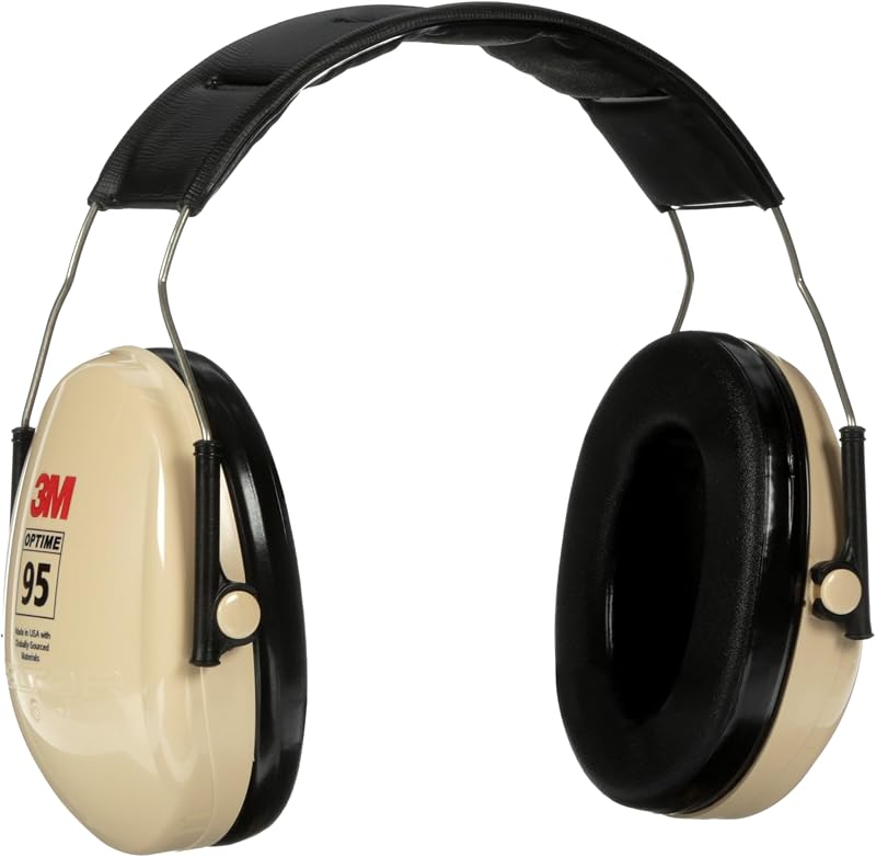 3M PELTOR Hearing Protection Optime 95 Earmuffs, Adjustable Earcups, E-A-Rfit Compatible, Stainless Steel