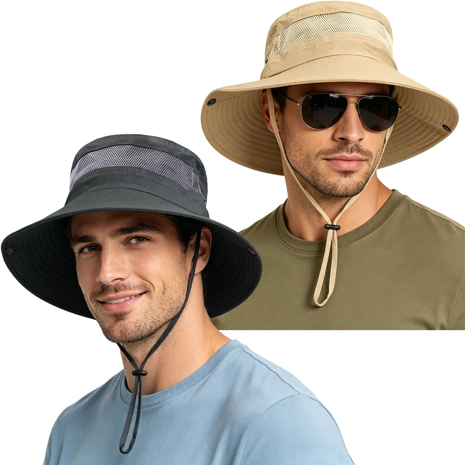2 Pack Boonie Sun Hat for Men &amp; Women with UV Protection UPF 50+ for Fishing,Hiking,&amp; Gardening