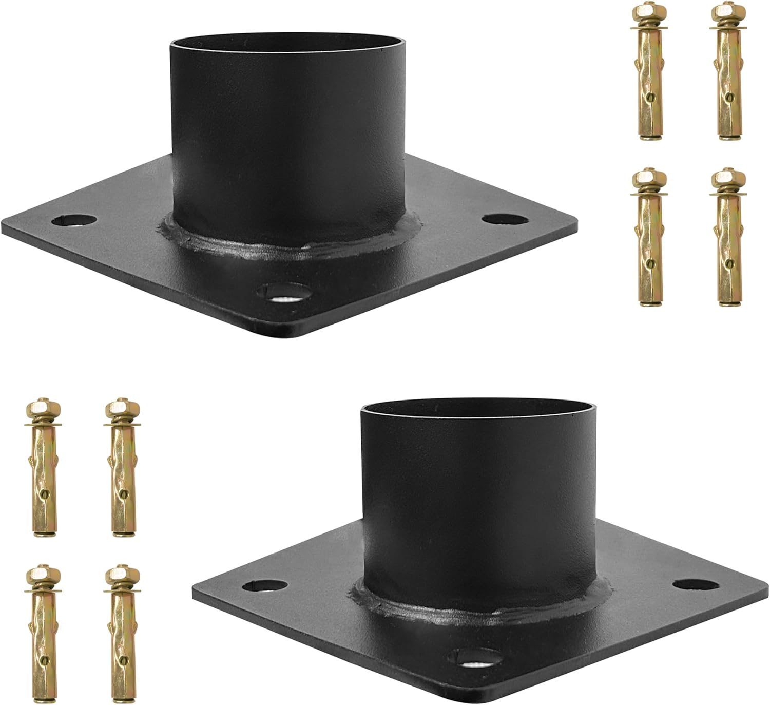 3 Inch Pier Mount Base - Heavy Duty Metal Post Light Adapter - Outdoor Bracket for Lights, Mailboxes, Light Poles & Flagpoles （2-Pack Black）