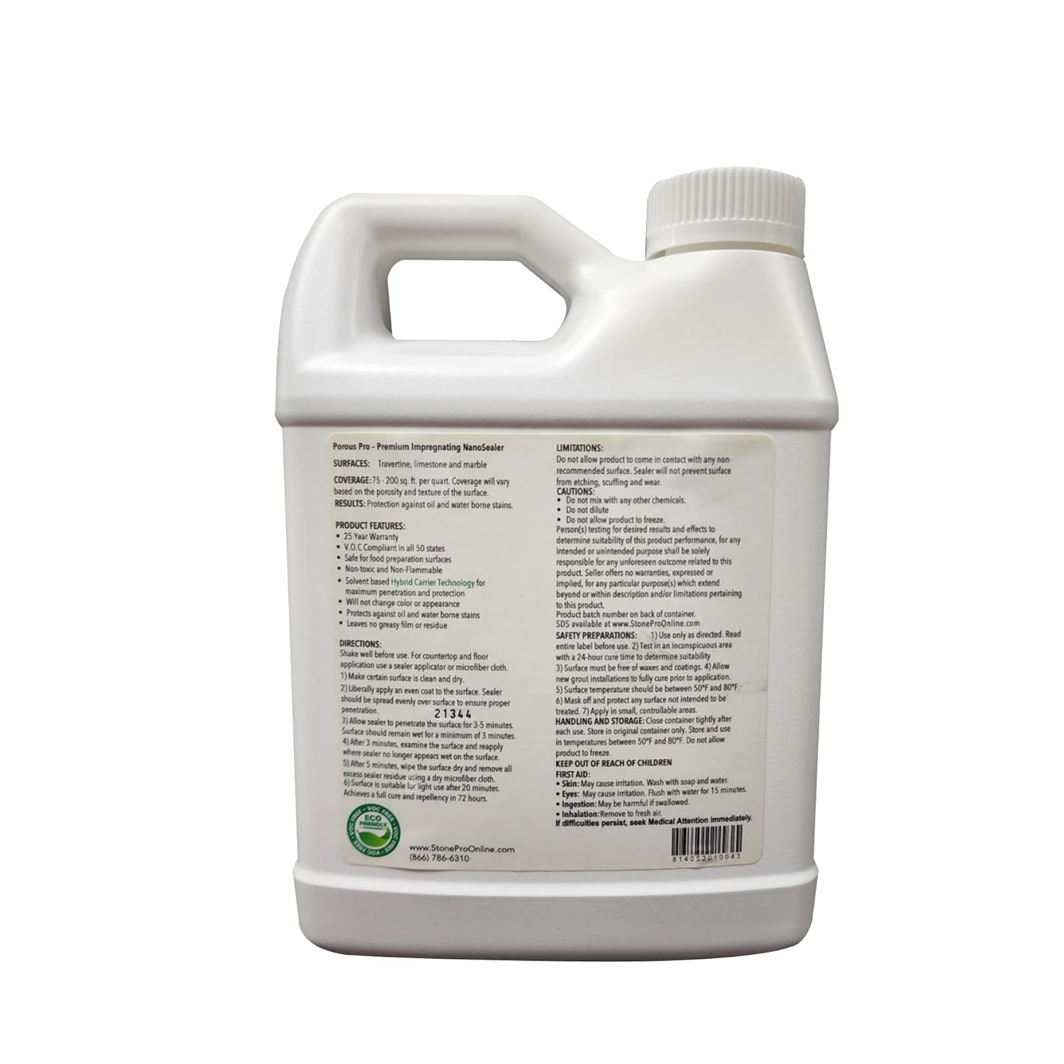 StonePro – Porous Pro Sealer (1 Quart – 32 Fl Oz) (For Sealing Travertine, Limestone, Marble & Porous Stone)