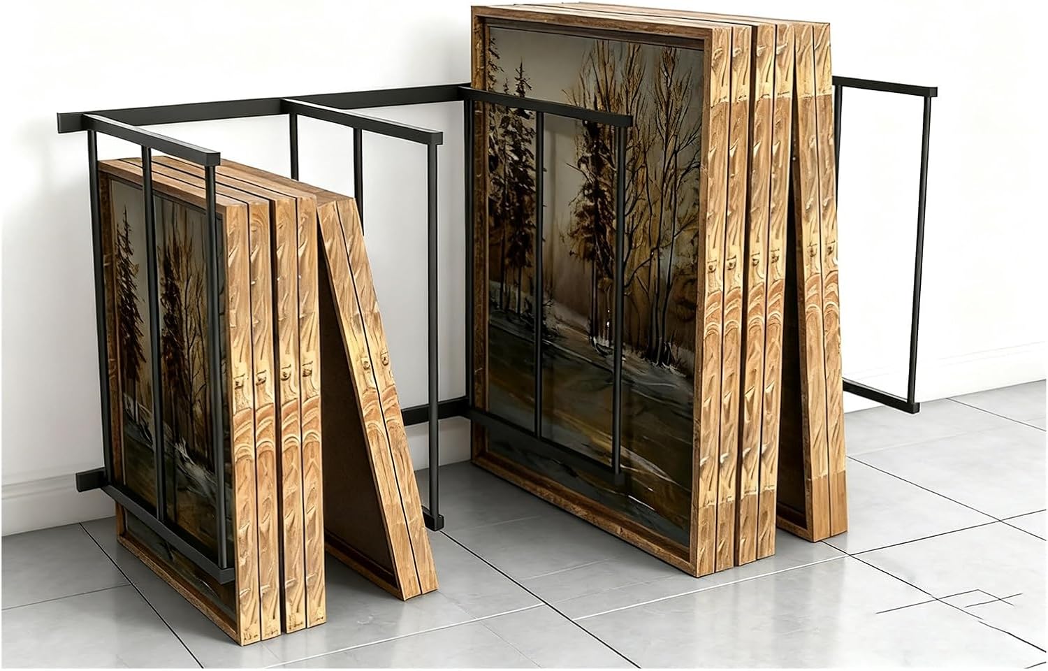 Heavy Duty Large Art Canvas Storage Stand, Extra-Large Black Cardboard Box Storage Rack for Supermarket/garages/Garbage Stations, Crafts Drying & Print Racks