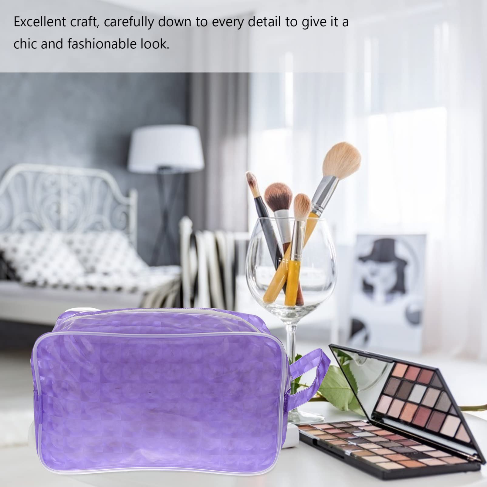 POPETPOP 3 Pz Borsa Da Toilette Impermeabile Zaini Pochette Trucchi Astuccio Da Toilette Per Il Trucco Custodia Per Il Trucco Da Viaggio Eva Borsetta All'aperto Viola Mancare