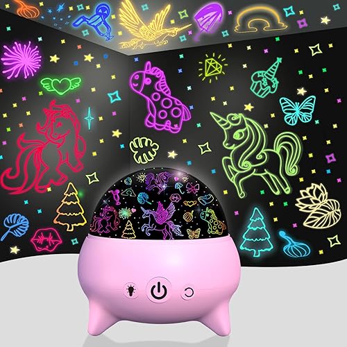 Proyector de estrellas de luces nocturnas para niños con temporizador, juguetes para niños de 2, 3, 4, 5, 6, 7, 8, 9, niños mayores, 360 luces