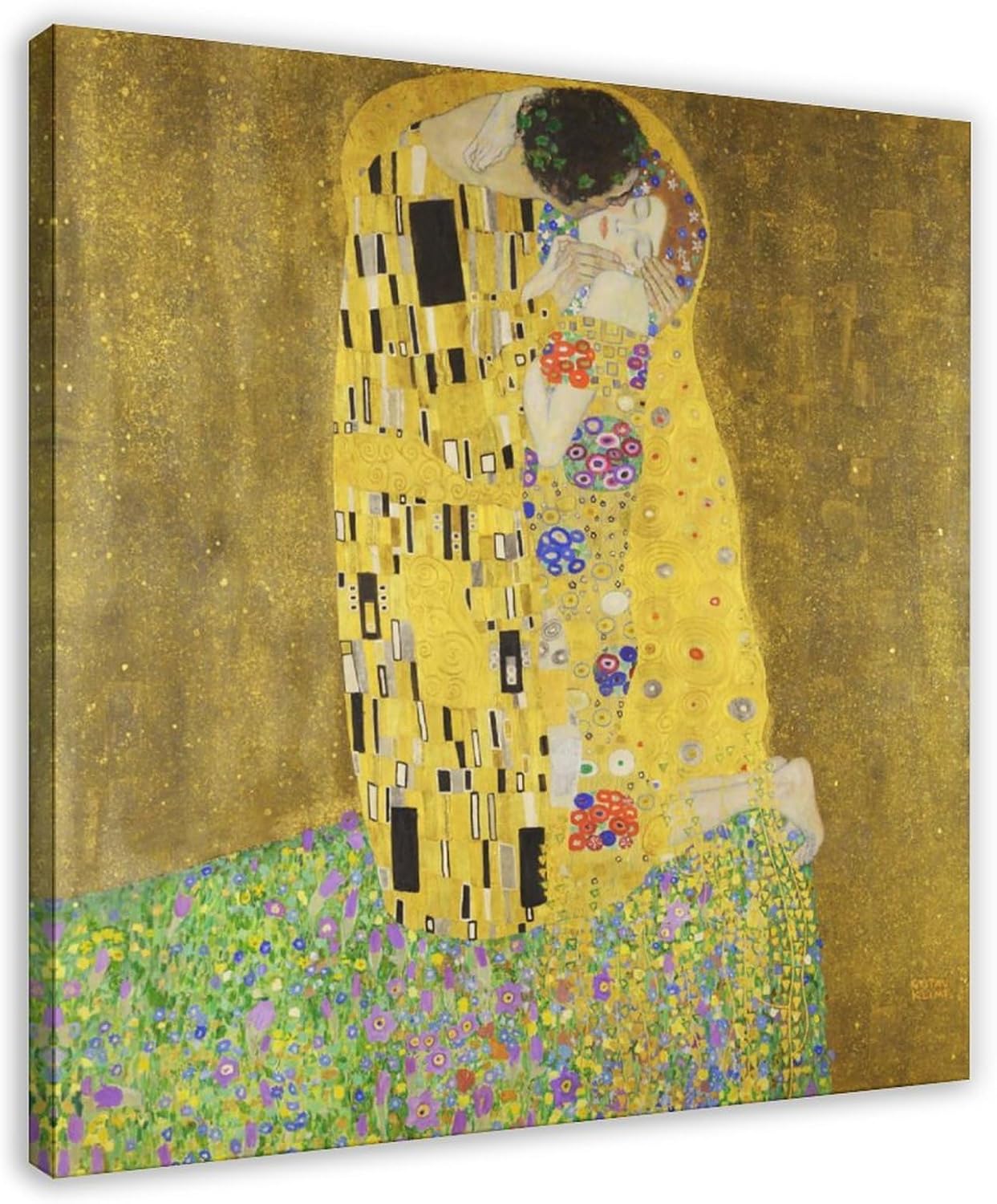 Gustav Klimt - Lady with Fan - Classic Paintings Reproduction Printed on Canvas, Poster for Office And Home Decoration Unframed 24x24inch(60x60cm)
