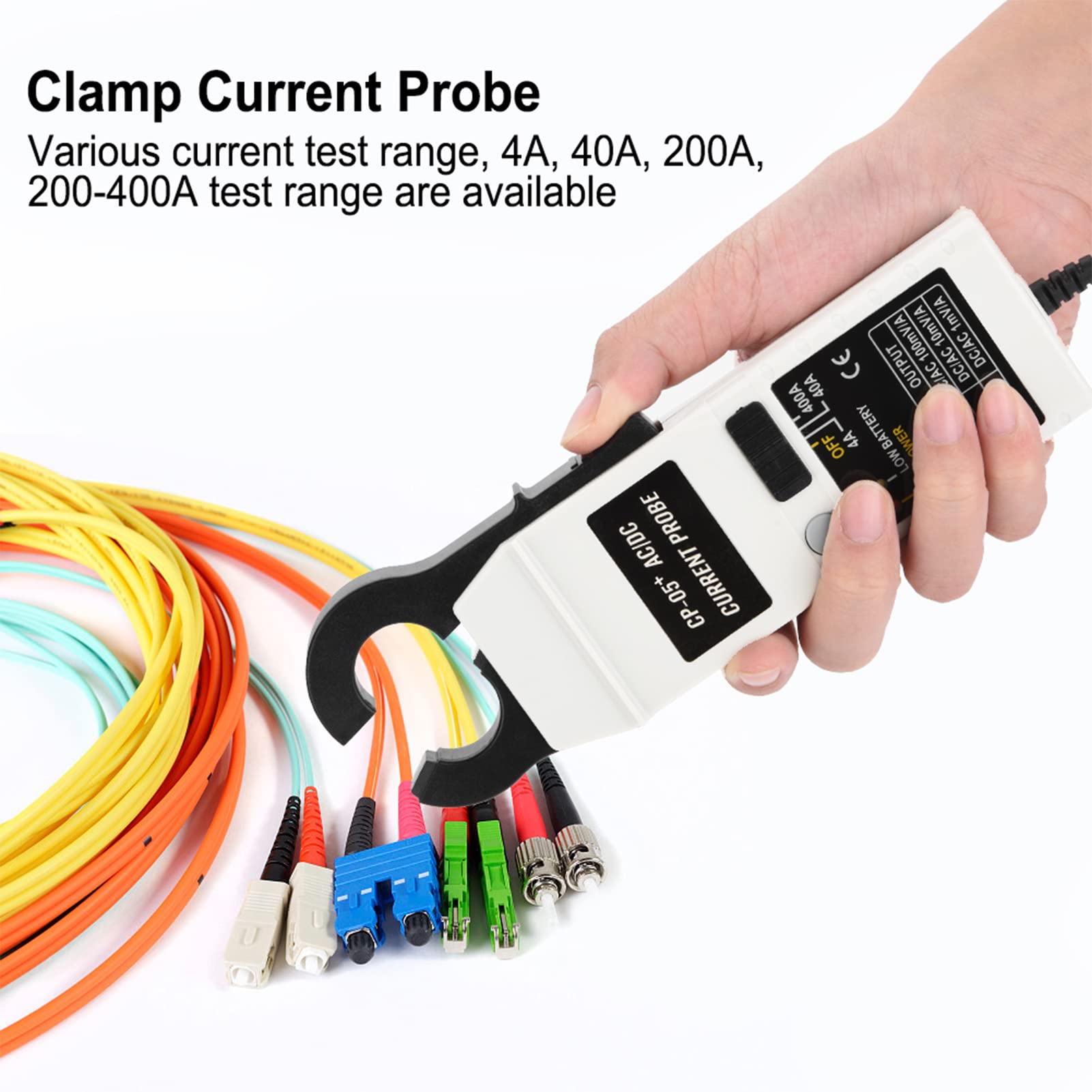Tyenaza Pinza amperimétrica Digital, Pinza amperimétrica Digital Probador de Corriente, OWON CP-05+ Pinza amperimétrica AC/DC Sonda de Corriente 200KHz 400A para osciloscopio