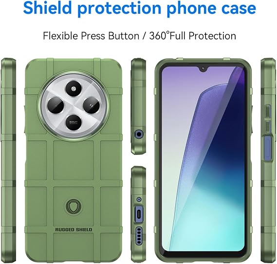 Case for Redmi 14C Case, for Redmi 14R/Poco C75 2411DRN47C Case, Military Grade Shockproof Heavy Duty Rugged TPU Cover and Camera Lens Protection Phone Case for Xiaomi Redmi 14C Green