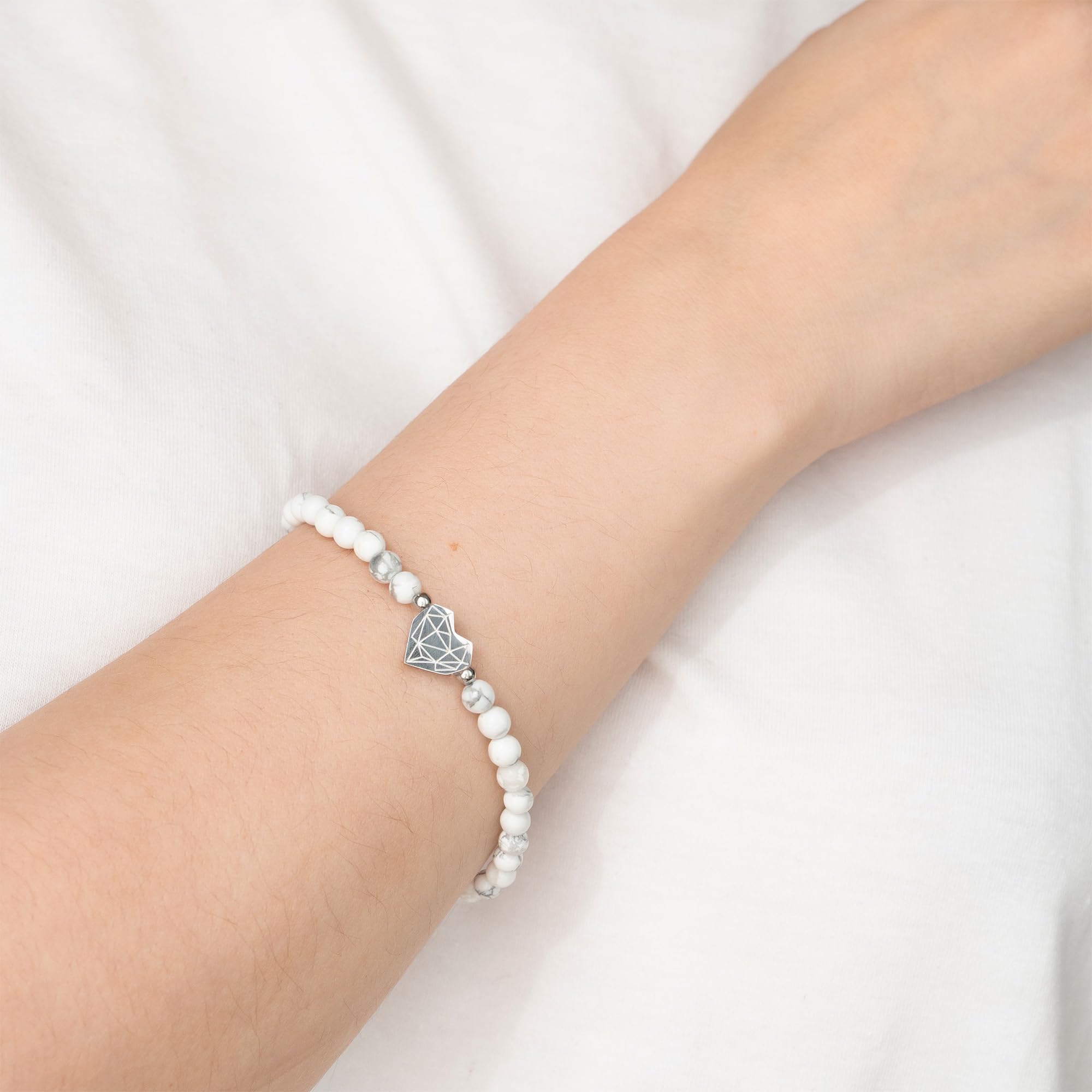 LIEBESKIND BERLIN Broken Heart Beads Bracelet - Elegantes Armband aus poliertem Edelstahl - 17cm - wasserfest & hautfreundlich