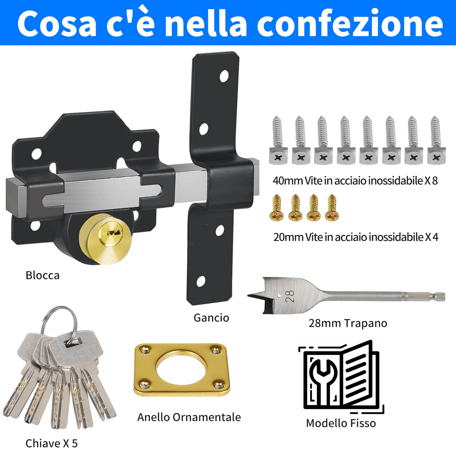 Serratura Per Basculante/garage Cilindro A Profilo Europeo Interasse 70 Mm, Senza Leva Per Sblocco Interno | Leroy Merlin - Foto 8