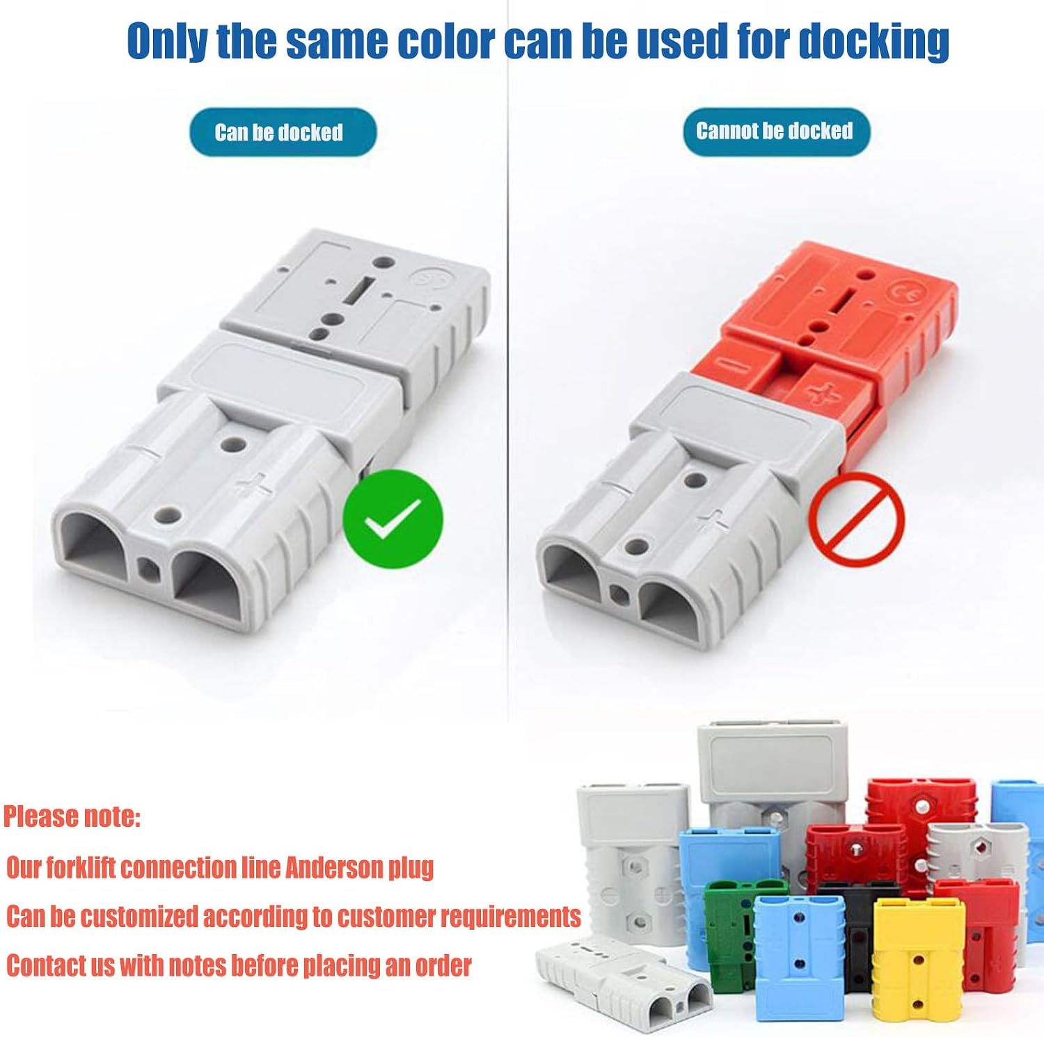 350A 600V Forklift Charger Battery Connector Charging Plug Electric Forklift Battery Charger Connectors with 1/0AWG 200cm/6.56ft Extension Cable