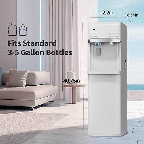 Miniatura 7 de IKT Dispensador de agua fría y caliente autolimpiante con carga inferior para máquina de hielo para botella de 5 galones, capacidad diaria, 22