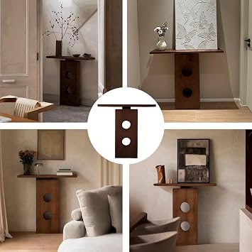 Solid Wood Entryway Table,Long Console Table,With a translucent grain, a wide countertop,and a solid wood frame that is resistant to cracking,for Living Room, Hallway.(Brown,80 * 25 * 85cm)