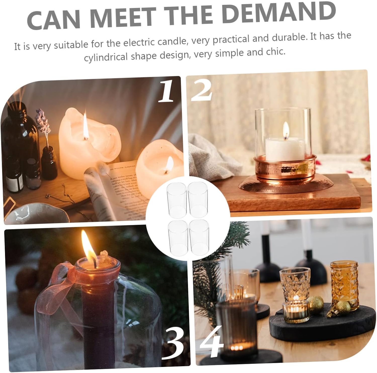 Superior Glass Candle Lampshade 4pcs Cylinder Cover for Candlestick Chandelier Candle Covers