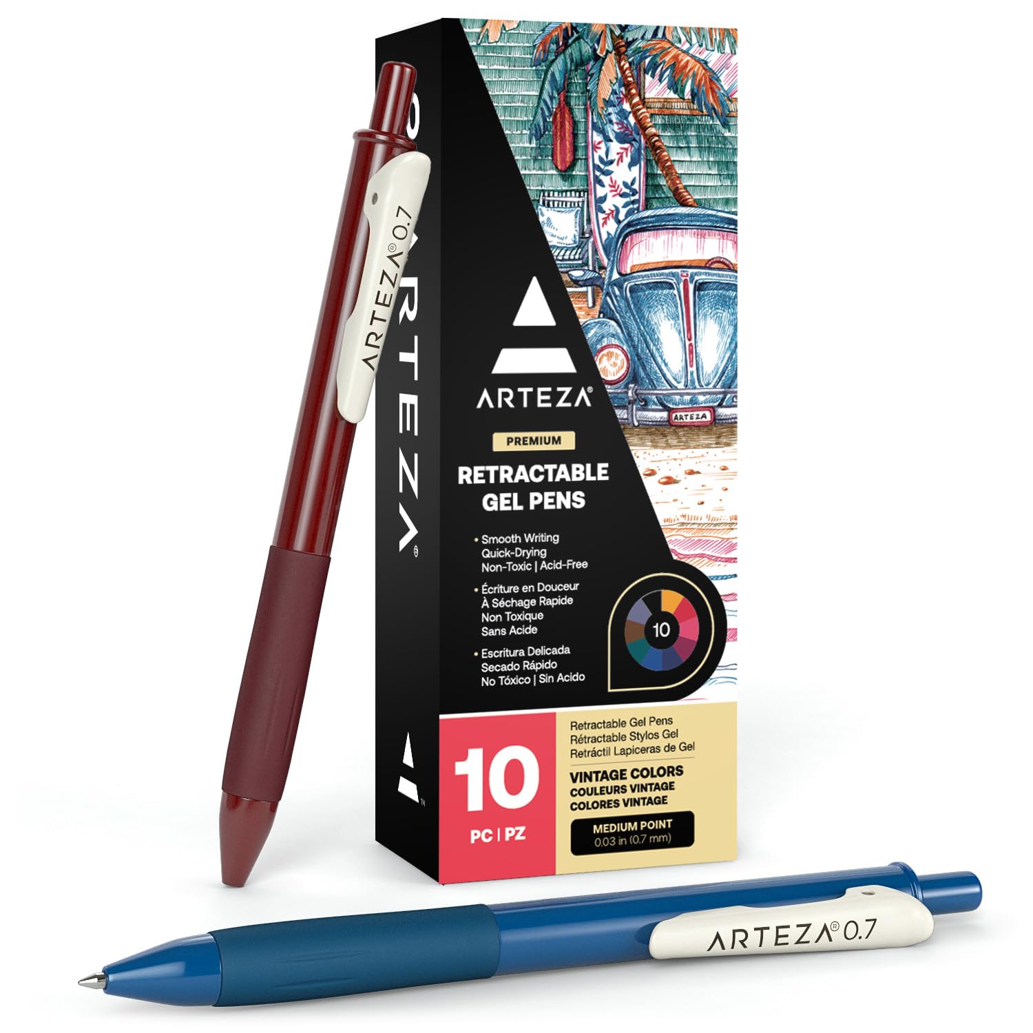 Arteza Gel Pens Colored Set Of 10 Unique Vintage Colors