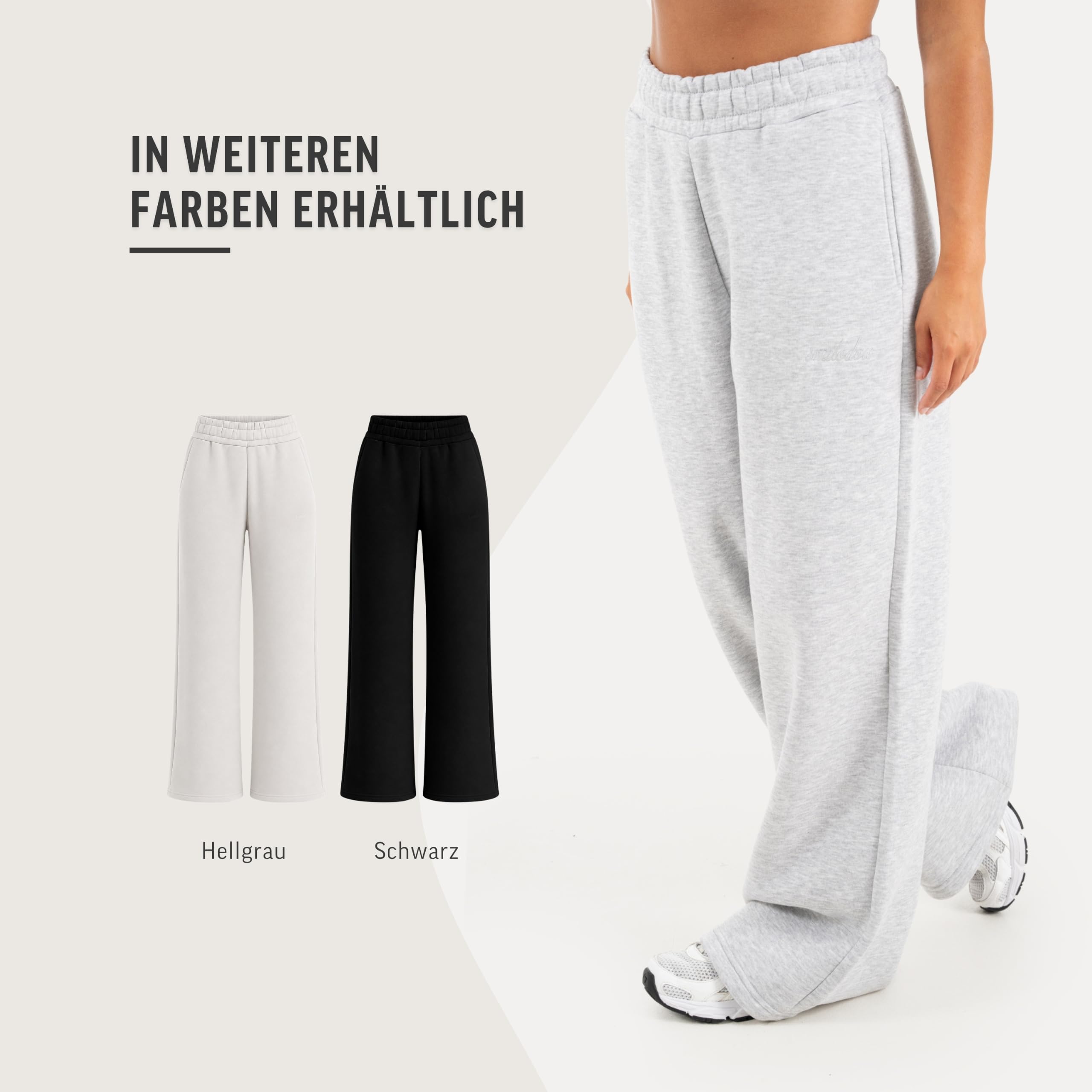 SMILODOX Jogginghose Damen Zadie, Loose Fit Freizeithose mit hohem Baumwollanteil, weiten Hosenbeinen, gestricktem Gewebe, elastischem Bund, weichem Tragegefühl, Sporthose für Alltag, Gym & Freizeit
