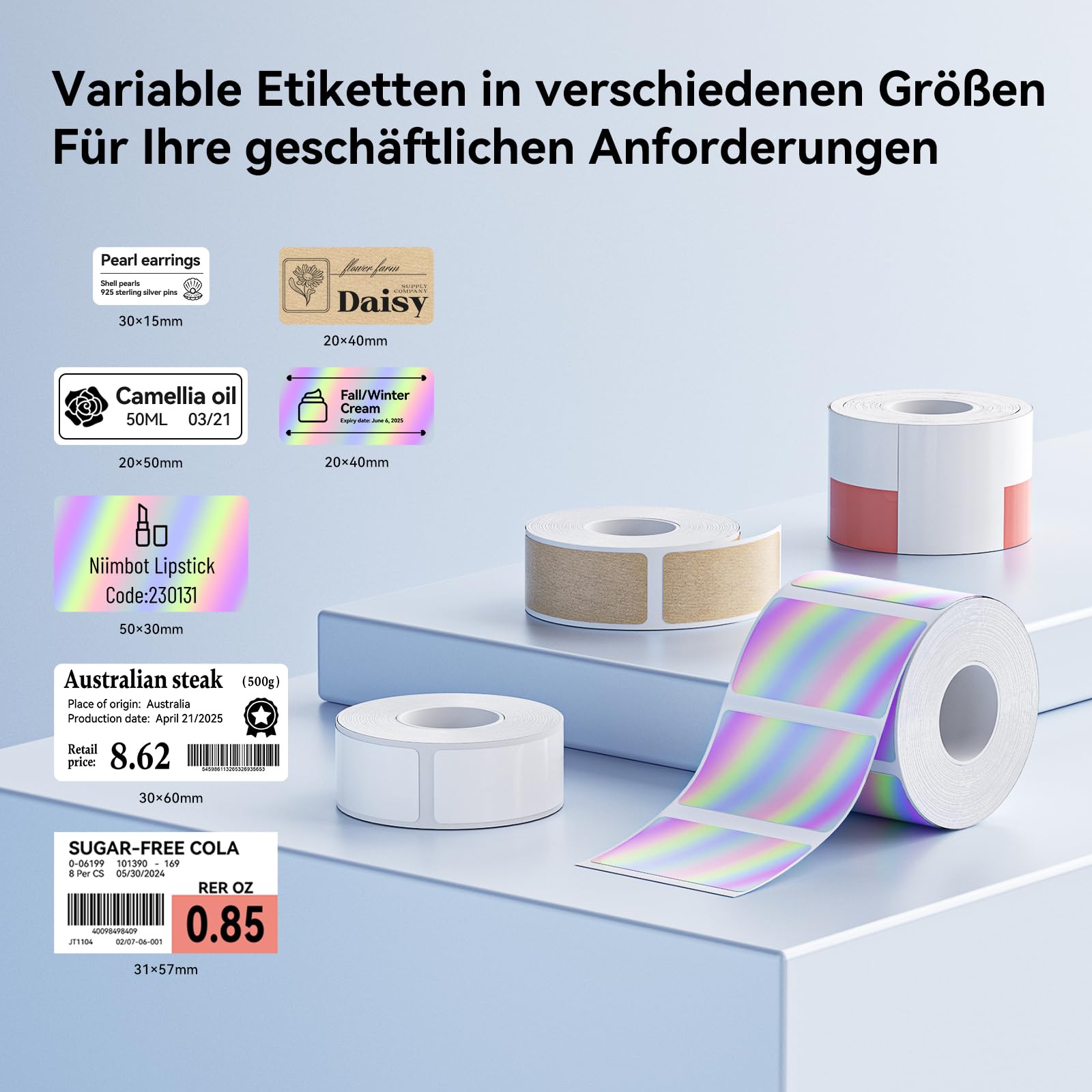 NIIMBOT M2 Etikettendrucker + Etiketten, unterstützt 8 bis 10 Jahre und -20 °C bis 100 °C kein Ausbleichen, für Zuhause, Büro, draußen, Arbeit
