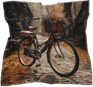 Bicycle Lightweight Square Head Neck Scarf for Women | Soft Silk Feeling Hair Scarf, Bandana for Hair Wrapping, Breathable Headband Neckerchief, Headscarf for Handbag Accessory
