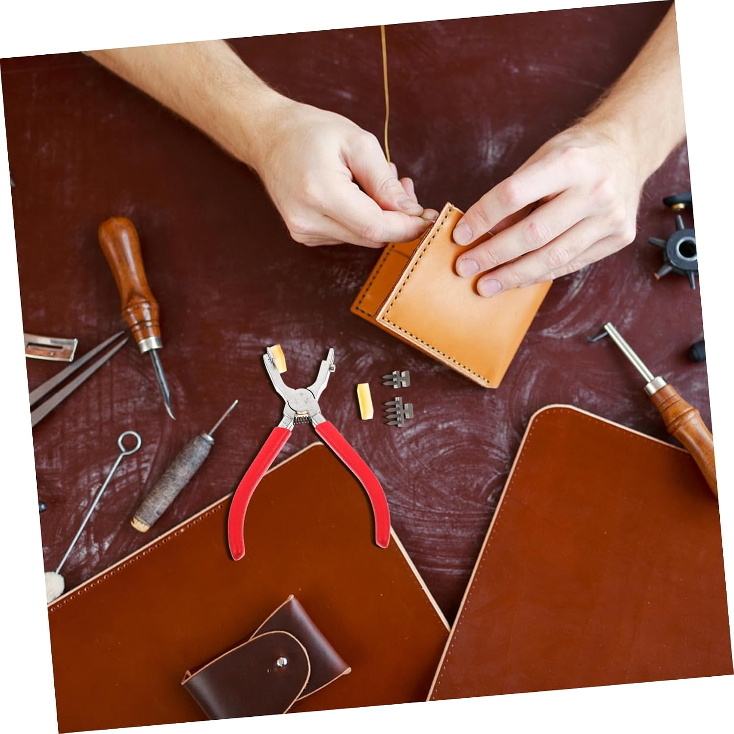 Holibanna 1set Leather Punch Tool Steel Punching Tool for Leather Craft Silent Teeth Design for Professionals and Amateurs
