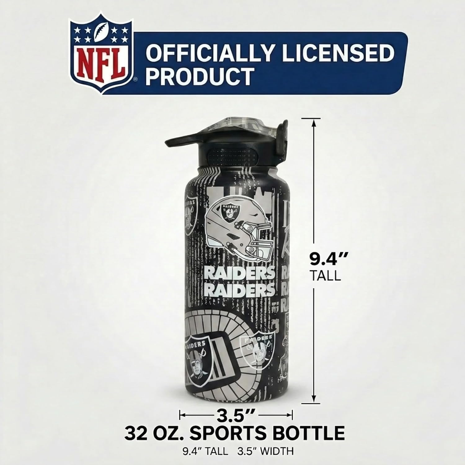 NFL ProPress Homefield Mashup 32oz Stainless Steel Water Bottle, Press Top Lid