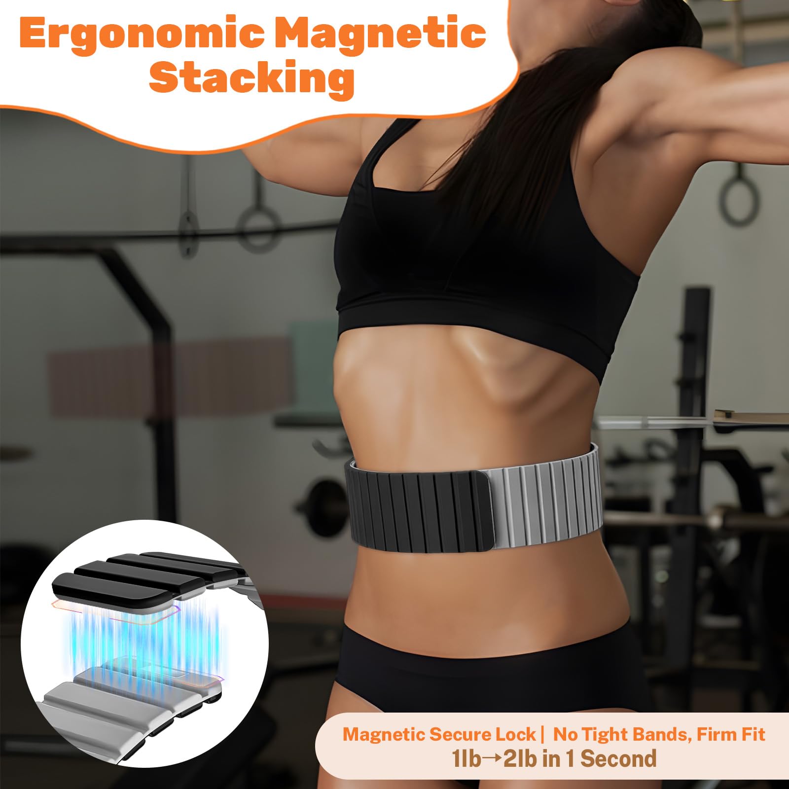 Magnetic Ankle Weights for Women, Adjustable Silicone Wrist Weights Bracelet Set, Stackable Wrist and Ankle Weights 1 Pair 2 Lbs, Weighted Bangles Wearable for Home Gym Workout, Jogging, Yoga & Walking