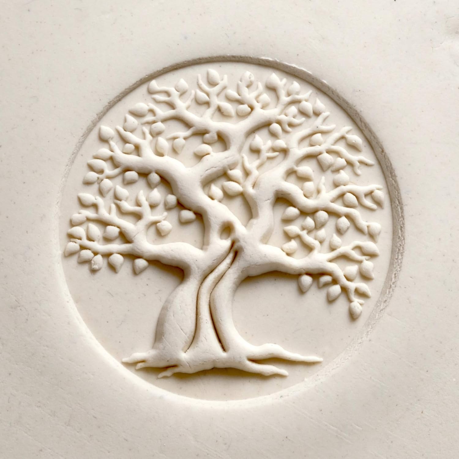 MKM Pottery Tools"Stamps 4 Clay" Extra Large Round Decorative Stamp for Clay (Scxl-007 Old Tree)