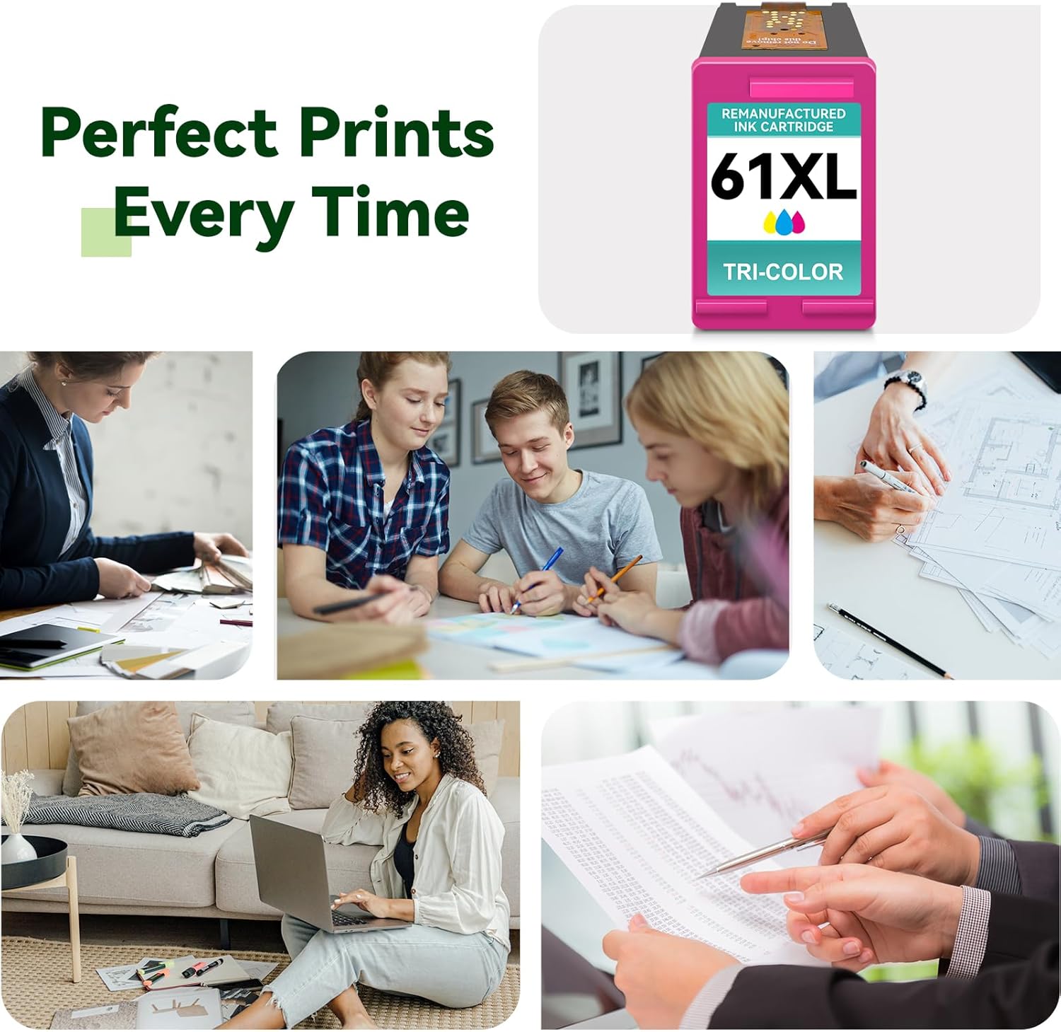 Remanufactured Ink Cartridge Replacement for HP 61 XL 61XL Color Ink Cartridge for Envy 5530 4500 4502 5535 Deskjet 2540 2541 3050 3510 OfficeJet 4630 4632 Printer (Tir-Color, 1-Pack)