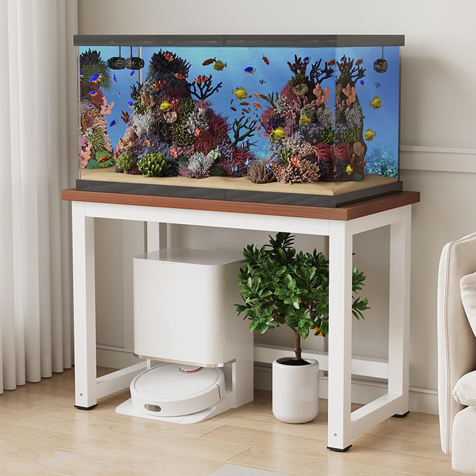 Support d'aquarium en acier durable teck 60x30cm 880lb