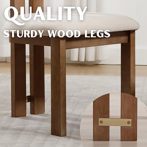 Miniatura 6 de Juego de 4 sillas de comedor, sillas de cocina y comedor, sillas de cocina tapizadas modernas, respaldo curvado, silla de comedor tapizada de lino