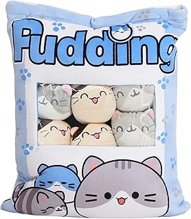 REFAHB Cute Plush Pillow Throw Pillow Removable Stuffed Animal Toys Creative Gifts for Girls (Kitten-Blue)