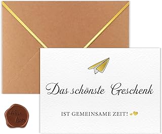 Gutscheinkarten zum selbstausfüllen (A6 mit Umschlag und Wachssiegel) - Das schönste Geschenk ist gemeinsame Zeit - Gutschein für gemeinsame Zeit - Gutschein Zeit schenken