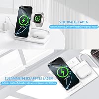 Stație de încărcare 3 în 1 WATOE pentru Apple Watch Ultra 3 11 10 9 8 7 6 SE 3 iPhone 17 16 15 14 13 12 11 Pro Max Plus AirPods 4 3 2 Pro 3 albă 2