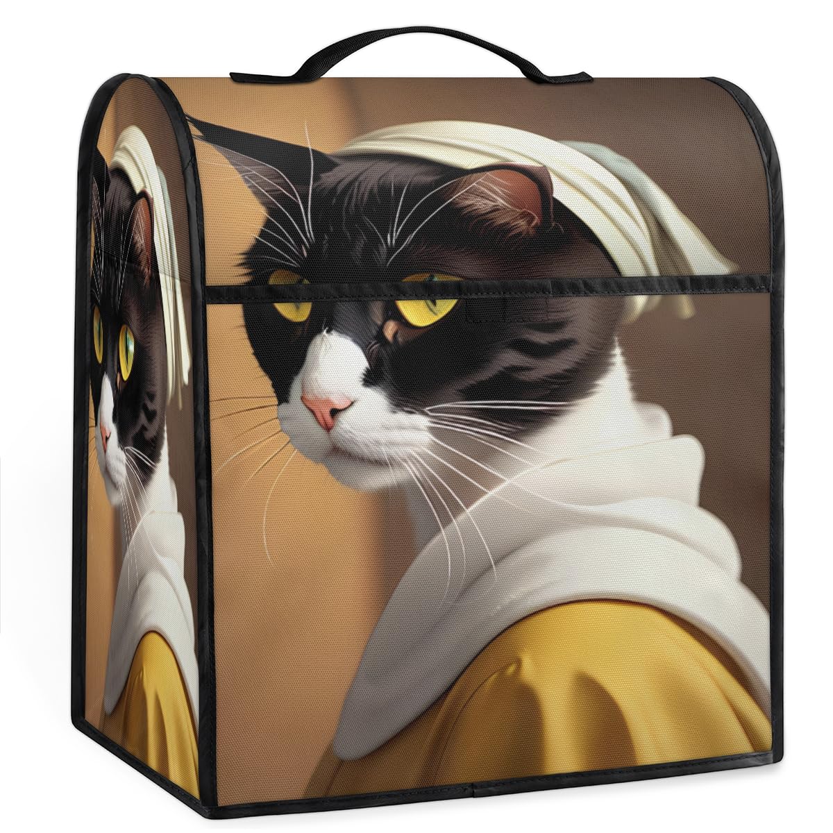 Coffee Maker Cover Cat Girl With A Pearl Earring Kitchen Appliance Covers Small Appliance Covers Blender Cover Juicer Cover Dust Covers for Kitchen Appliances with Top Handle and Pockets,C134